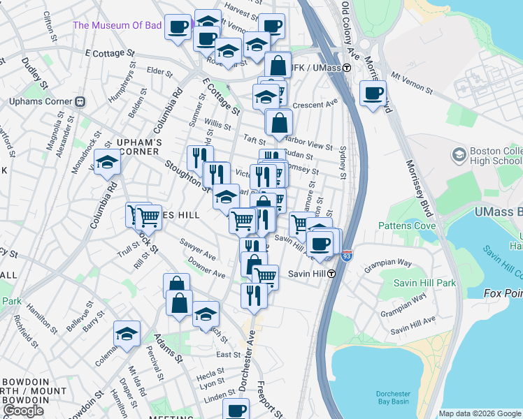 map of restaurants, bars, coffee shops, grocery stores, and more near 15 Treadway Road in Boston