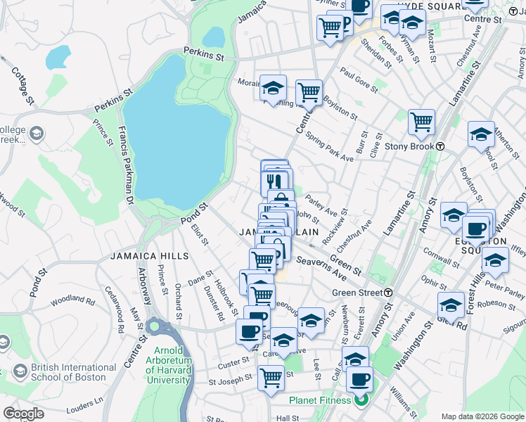 map of restaurants, bars, coffee shops, grocery stores, and more near 6 Myrtle Street in Boston
