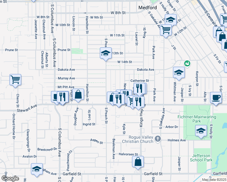 map of restaurants, bars, coffee shops, grocery stores, and more near 912 Beekman Avenue in Medford