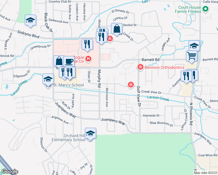 map of restaurants, bars, coffee shops, grocery stores, and more near 813 Morrison Avenue in Medford