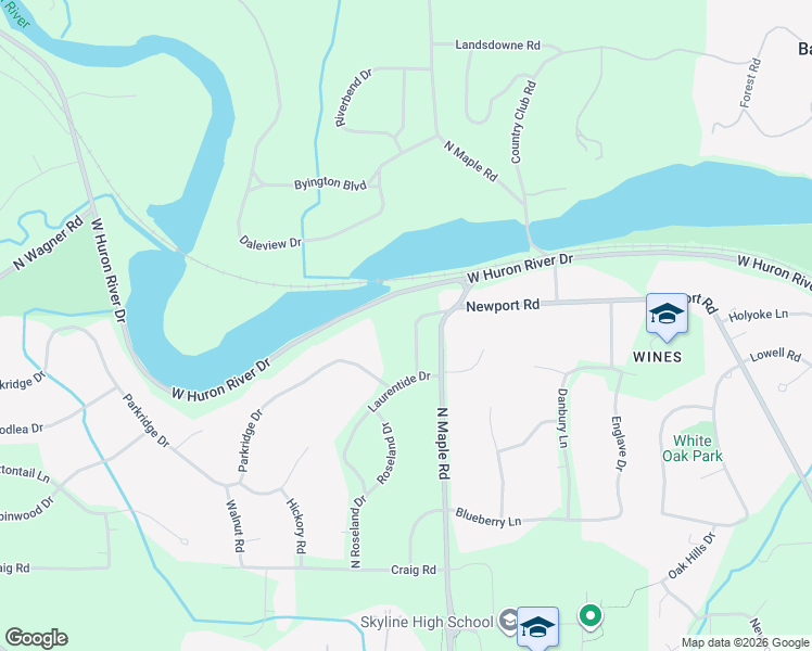 map of restaurants, bars, coffee shops, grocery stores, and more near 2865 Whippoorwill Lane in Ann Arbor