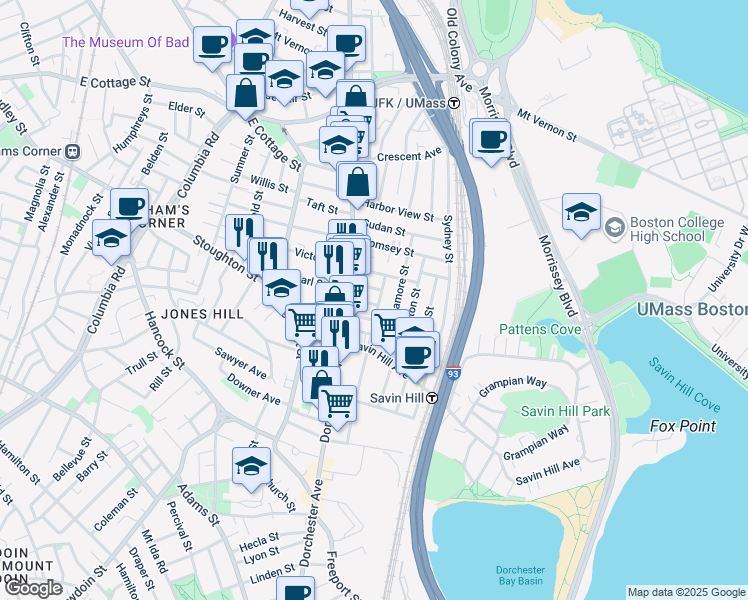 map of restaurants, bars, coffee shops, grocery stores, and more near 3 Saint William Street in Boston