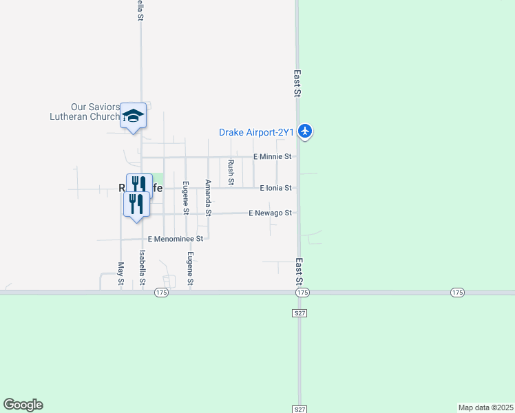 map of restaurants, bars, coffee shops, grocery stores, and more near 504 East Ionia Street in Radcliffe