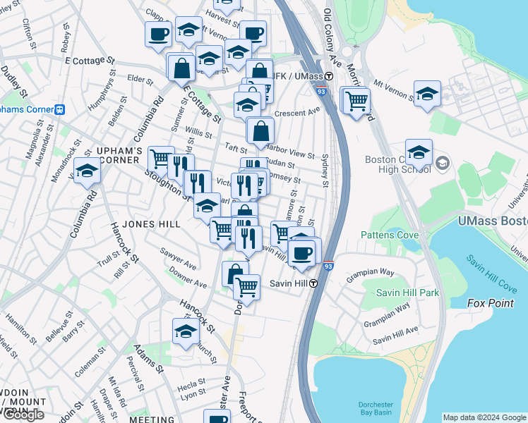 map of restaurants, bars, coffee shops, grocery stores, and more near 3 Saint William Street in Boston