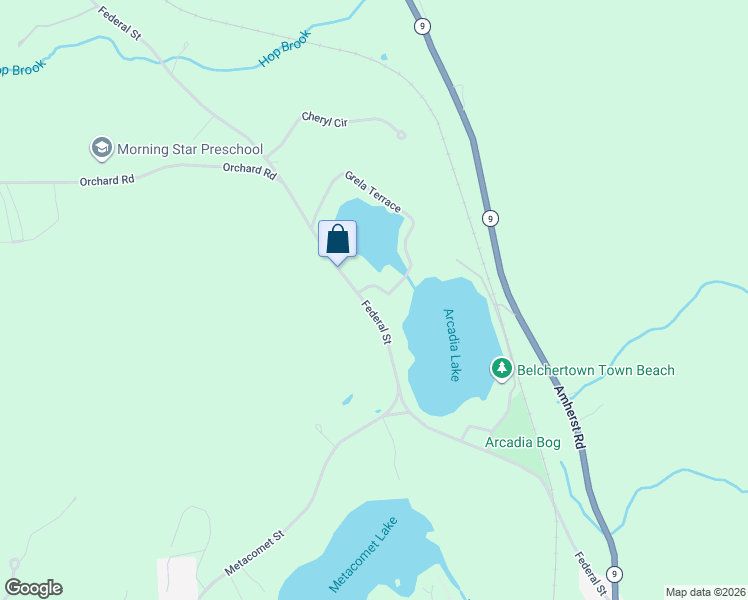 map of restaurants, bars, coffee shops, grocery stores, and more near 30 Channel Drive in Belchertown