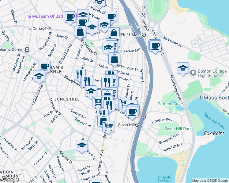 map of restaurants, bars, coffee shops, grocery stores, and more near 3 Saint William Street in Boston