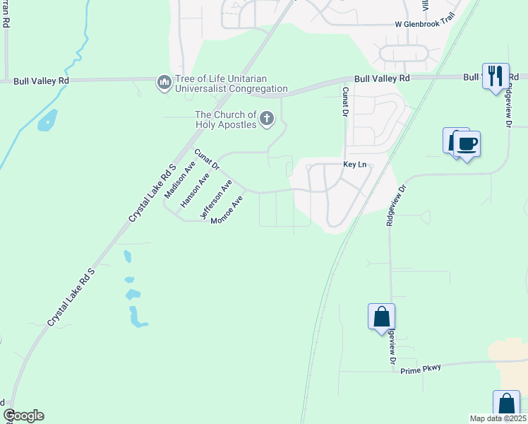 map of restaurants, bars, coffee shops, grocery stores, and more near 920 Yorktown Street in McHenry