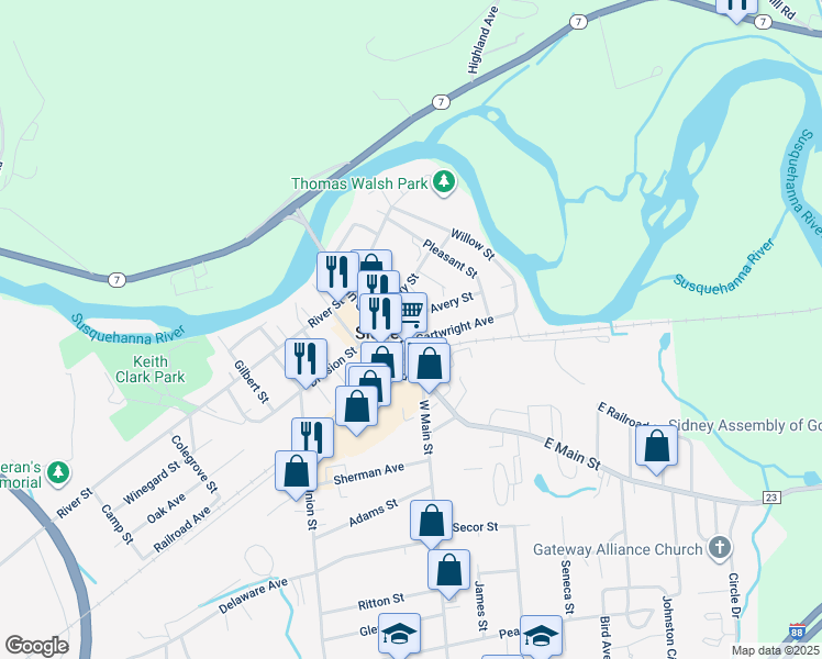 map of restaurants, bars, coffee shops, grocery stores, and more near 3 Smith Street in Sidney