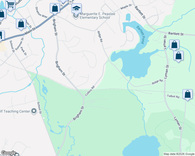 map of restaurants, bars, coffee shops, grocery stores, and more near 38 Collins Road in Northborough