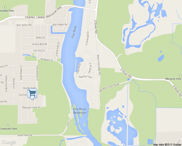map of restaurants, bars, coffee shops, grocery stores, and more near 1006 Sauk Drive South in McHenry