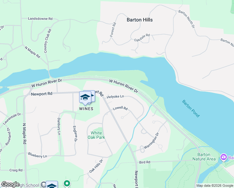 map of restaurants, bars, coffee shops, grocery stores, and more near 2764 Holyoke Lane in Ann Arbor