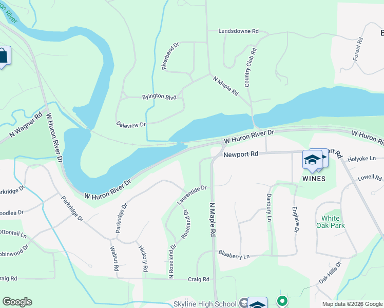 map of restaurants, bars, coffee shops, grocery stores, and more near 2865 Whippoorwill Lane in Ann Arbor