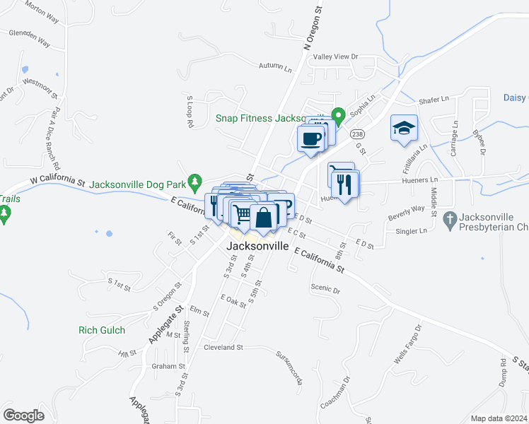 map of restaurants, bars, coffee shops, grocery stores, and more near 235 North 4th Street in Jacksonville