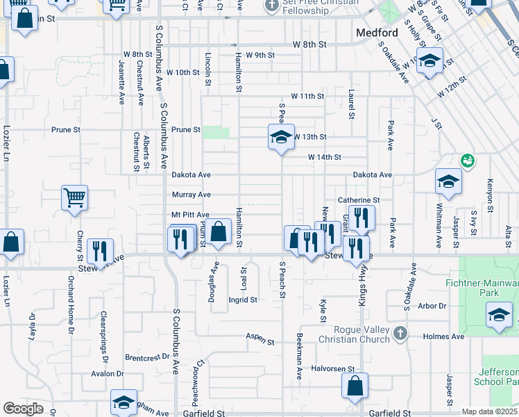 map of restaurants, bars, coffee shops, grocery stores, and more near 932 Mount Pitt Avenue in Medford