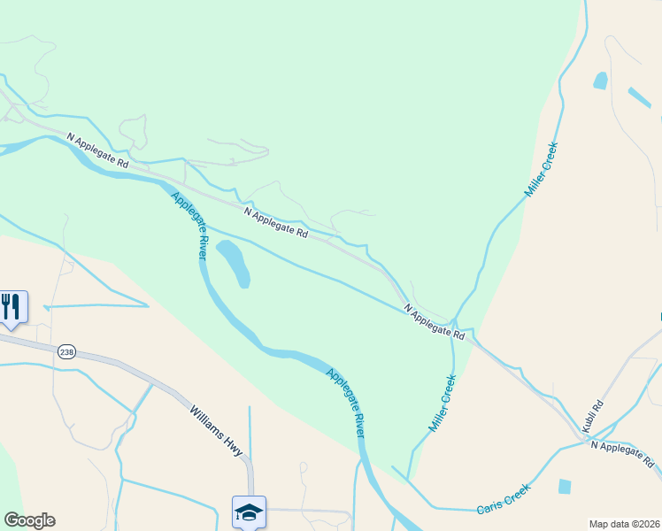 map of restaurants, bars, coffee shops, grocery stores, and more near 11755 North Applegate Road in Grants Pass