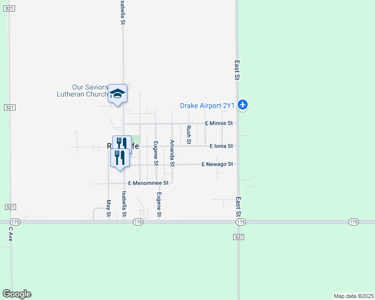 map of restaurants, bars, coffee shops, grocery stores, and more near 406 East Ionia Street in Radcliffe