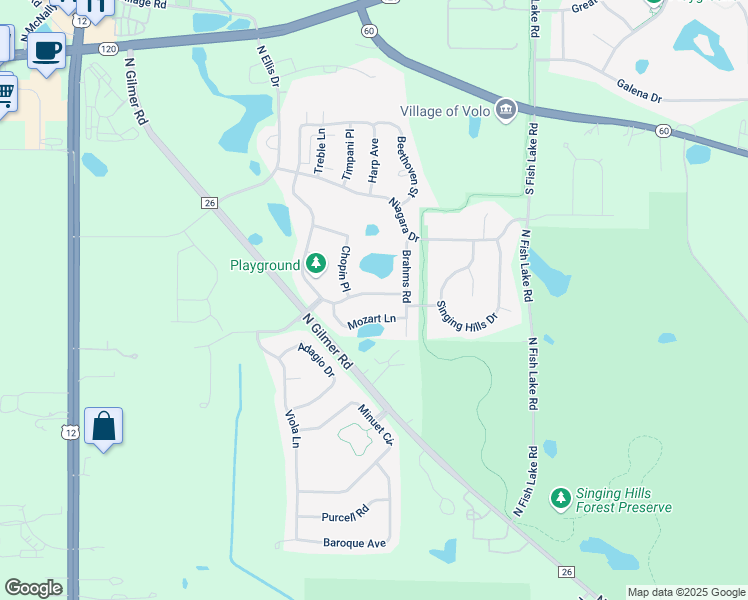 map of restaurants, bars, coffee shops, grocery stores, and more near 981 Richard Brown Boulevard in Volo