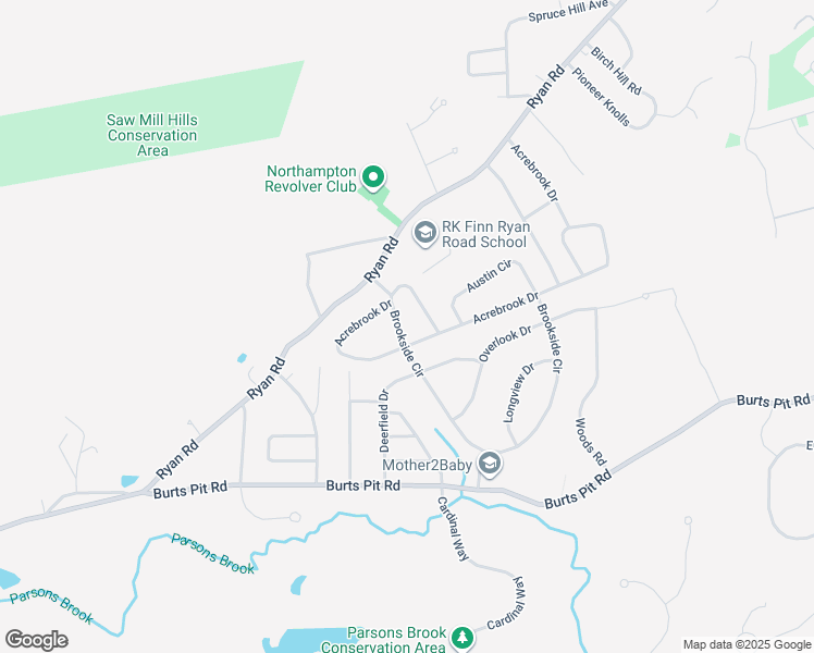 map of restaurants, bars, coffee shops, grocery stores, and more near 128 Brookside Circle in Northampton