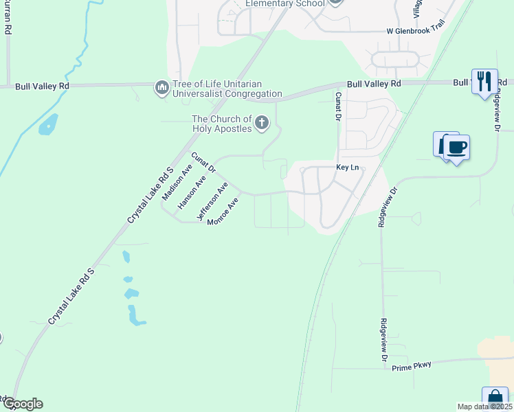 map of restaurants, bars, coffee shops, grocery stores, and more near 920 Yorktown Street in McHenry
