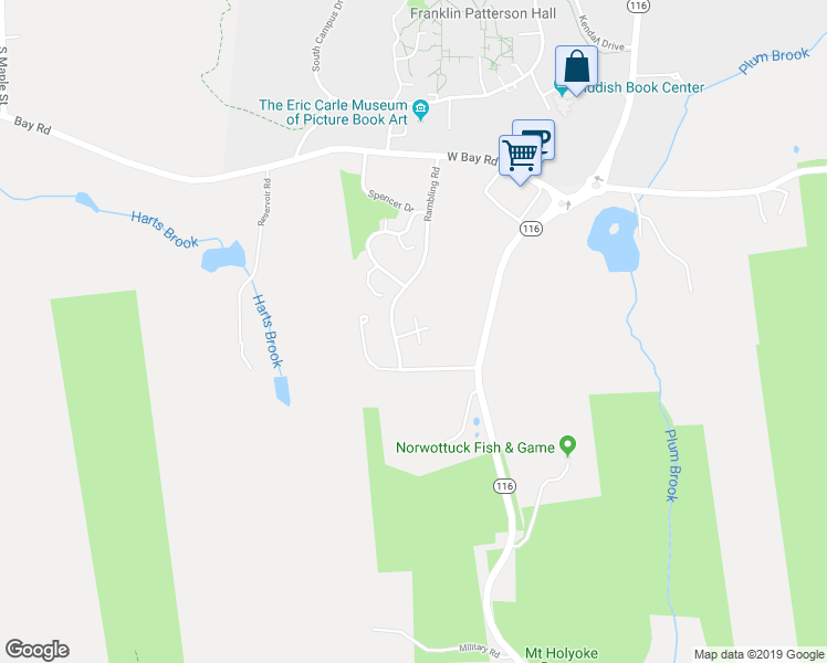 map of restaurants, bars, coffee shops, grocery stores, and more near Autumn Lane in Amherst