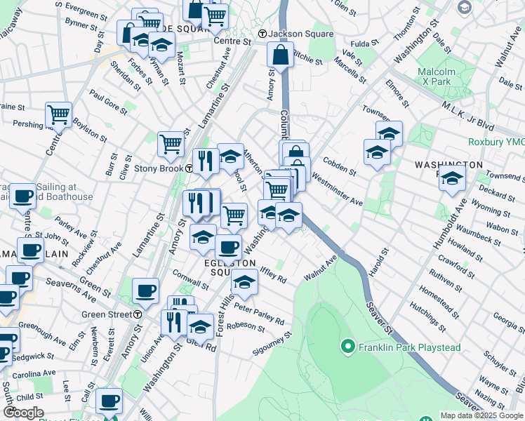 map of restaurants, bars, coffee shops, grocery stores, and more near in Boston