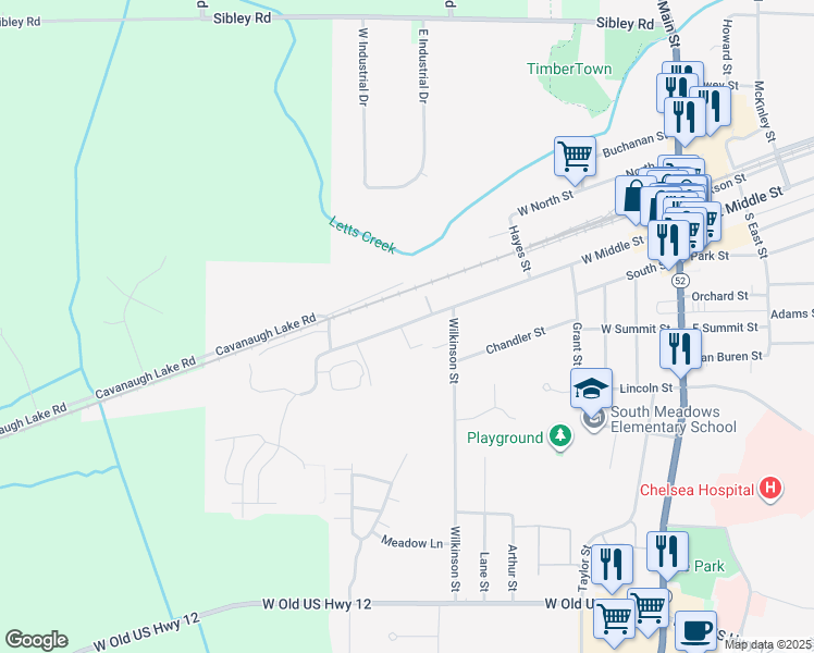 map of restaurants, bars, coffee shops, grocery stores, and more near 651 West Middle Street in Chelsea