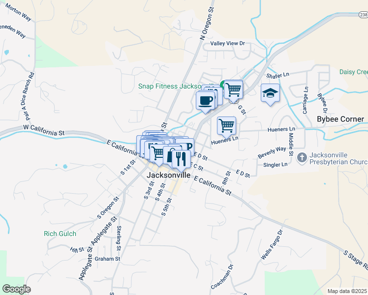 map of restaurants, bars, coffee shops, grocery stores, and more near 245 North 5th Street in Jacksonville