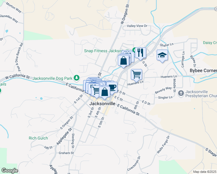 map of restaurants, bars, coffee shops, grocery stores, and more near 301 North 4th Street in Jacksonville