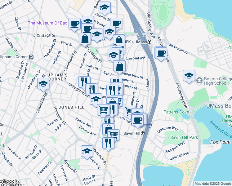 map of restaurants, bars, coffee shops, grocery stores, and more near 3 Saint William Street in Boston