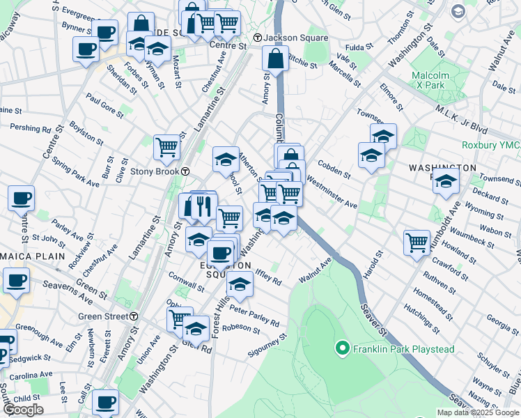 map of restaurants, bars, coffee shops, grocery stores, and more near in Boston