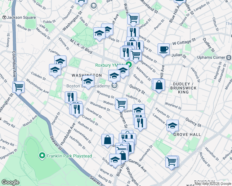 map of restaurants, bars, coffee shops, grocery stores, and more near 20 Deckard Street in Boston