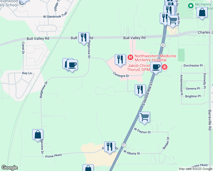 map of restaurants, bars, coffee shops, grocery stores, and more near 4312 West Shamrock Lane in McHenry