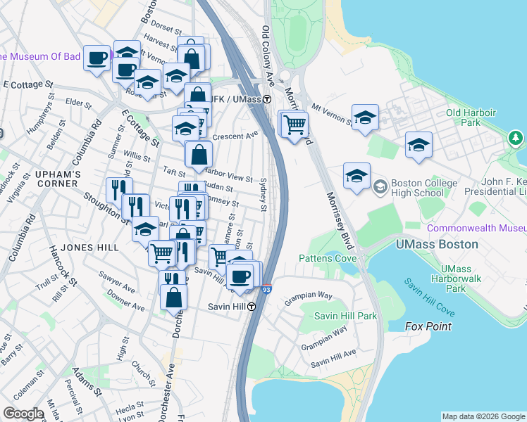 map of restaurants, bars, coffee shops, grocery stores, and more near in Boston