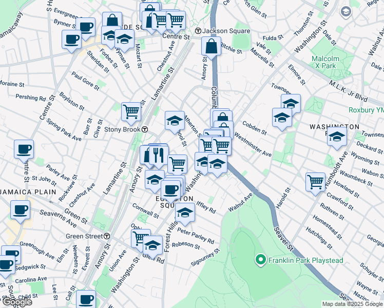 map of restaurants, bars, coffee shops, grocery stores, and more near in Boston