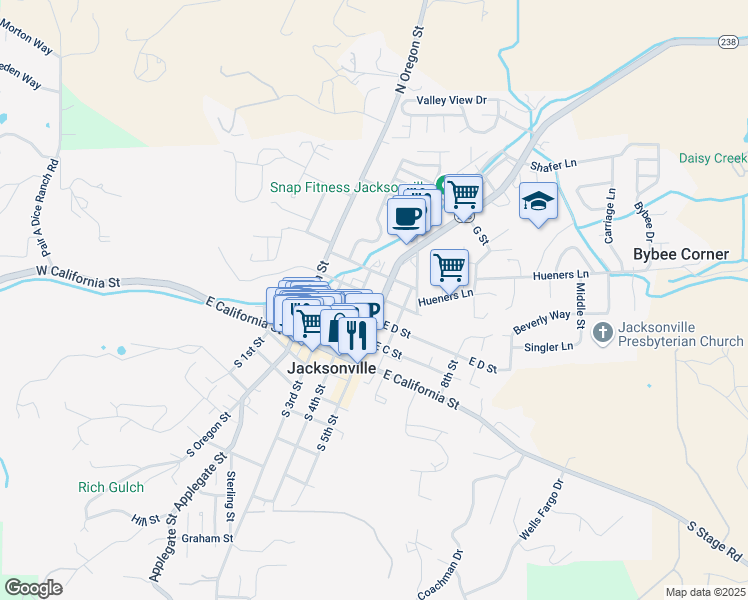 map of restaurants, bars, coffee shops, grocery stores, and more near 345 North 5th Street in Jacksonville