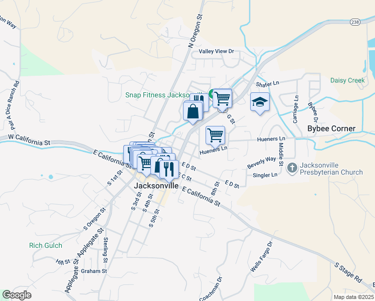 map of restaurants, bars, coffee shops, grocery stores, and more near 310 North 6th Street in Jacksonville
