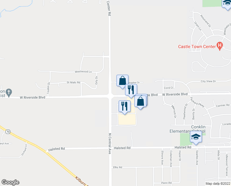 map of restaurants, bars, coffee shops, grocery stores, and more near 3959 West Riverside Boulevard in Rockford