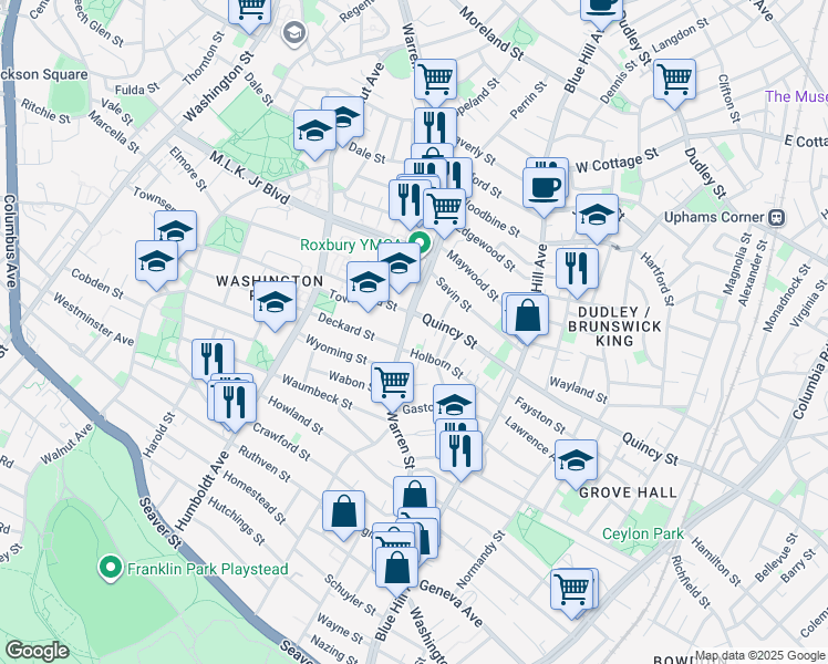 map of restaurants, bars, coffee shops, grocery stores, and more near in Boston