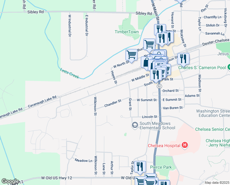 map of restaurants, bars, coffee shops, grocery stores, and more near 510 West Middle Street in Chelsea