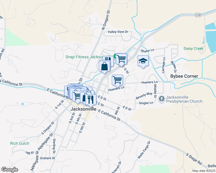 map of restaurants, bars, coffee shops, grocery stores, and more near 590 Blackstone Alley in Jacksonville