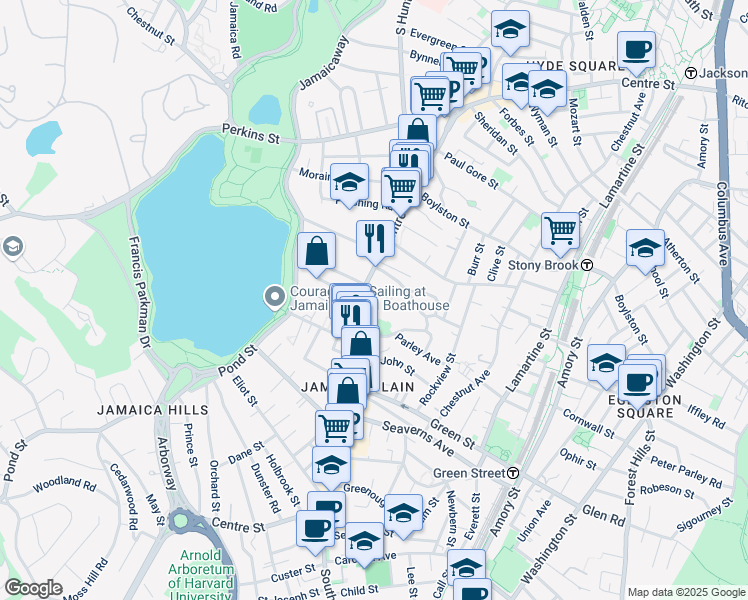 map of restaurants, bars, coffee shops, grocery stores, and more near in Boston