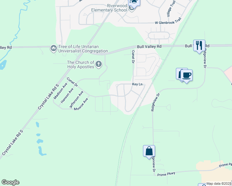 map of restaurants, bars, coffee shops, grocery stores, and more near 809 Ross Lane in McHenry