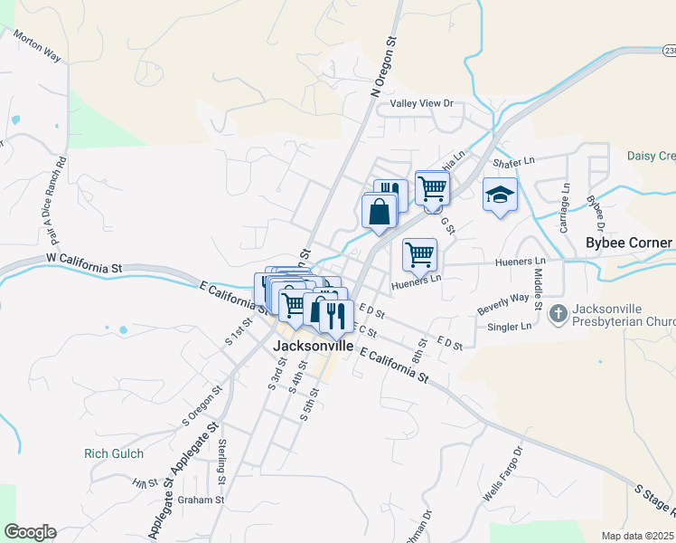 map of restaurants, bars, coffee shops, grocery stores, and more near 190 East F Street in Jacksonville