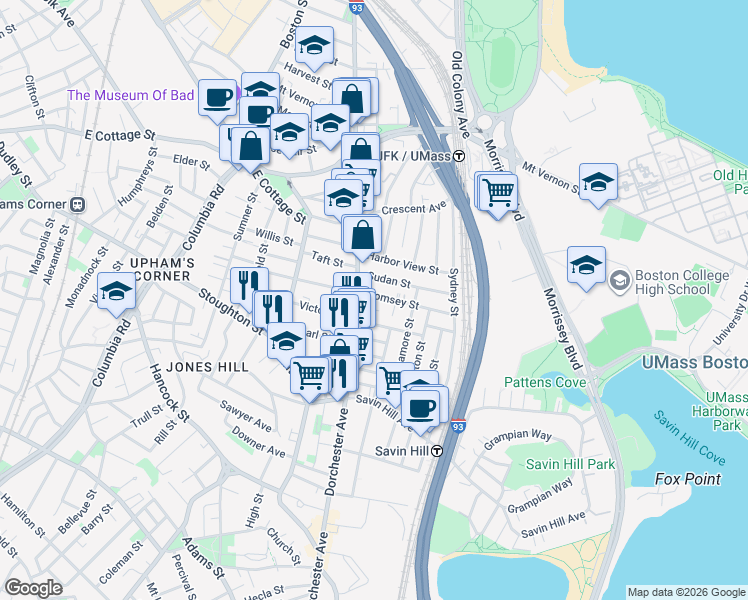 map of restaurants, bars, coffee shops, grocery stores, and more near 15 Romsey Street in Boston