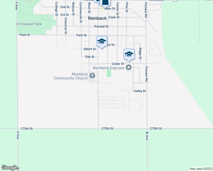 map of restaurants, bars, coffee shops, grocery stores, and more near 301-499 Spruce St in Reinbeck