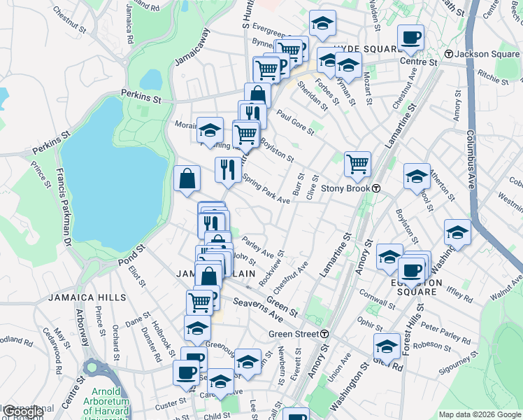 map of restaurants, bars, coffee shops, grocery stores, and more near 48 Robinwood Avenue in Boston