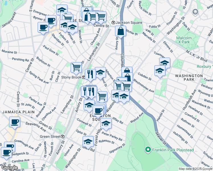 map of restaurants, bars, coffee shops, grocery stores, and more near 164 School Street in Boston