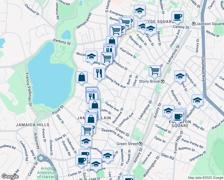 map of restaurants, bars, coffee shops, grocery stores, and more near 28 Robinwood Avenue in Boston