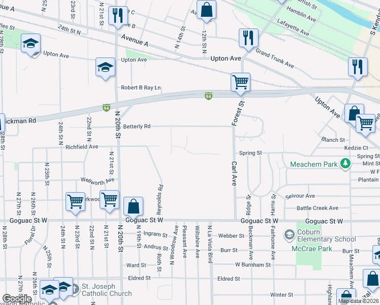 map of restaurants, bars, coffee shops, grocery stores, and more near 412 Ridgeline Road in Springfield