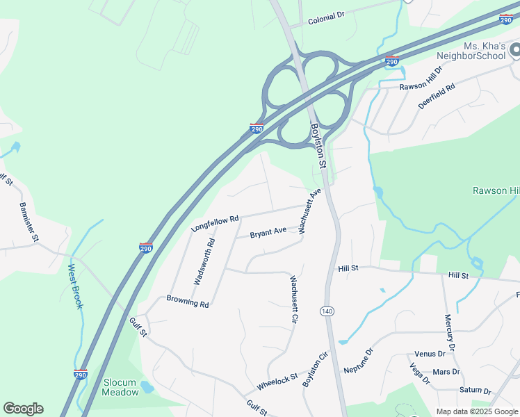 map of restaurants, bars, coffee shops, grocery stores, and more near 34 Longfellow Road in Shrewsbury